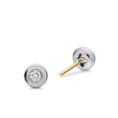 David Yurman Bezel Set Stud Earrings in Sterling Silver with Diamonds, 6.4mm