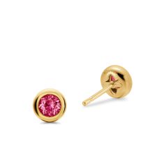 David Yurman Bezel Set Stud Earrings in 18K Yellow Gold with Pink Tourmalines, 6.6mm