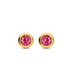 David Yurman Bezel Set Stud Earrings in 18K Yellow Gold with Pink Tourmalines, 6.6mm 1