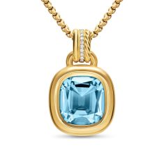David Yurman DY Mercer Color Amulet in 18K Yellow Gold with Sky Blue Topaz and Diamonds, 13mm