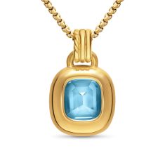 David Yurman DY Mercer Color Amulet in 18K Yellow Gold with Sky Blue Topaz and Diamonds, 13mm
