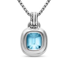 David Yurman DY Mercer Color Amulet in Sterling Silver with 18K Yellow Gold, Sky Blue Topaz and Diamonds, 13mm