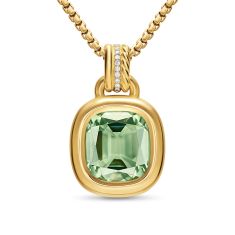 David Yurman DY Mercer Color Amulet in 18K Yellow Gold with Prasiolite and Diamonds, 13mm