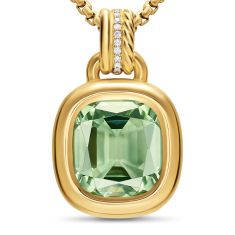 David Yurman DY Mercer Color Amulet in 18K Yellow Gold with Prasiolite and Diamonds, 13mm