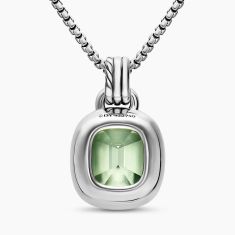 David Yurman DY Mercer Color Amulet in Sterling Silver with 18K Yellow Gold, Prasiolite and Diamonds, 13mm
