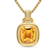 David Yurman DY Mercer Color Amulet in 18K Yellow Gold with Citrine and Diamonds, 13mm