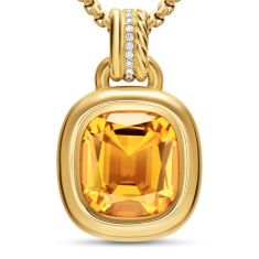 David Yurman DY Mercer Color Amulet in 18K Yellow Gold with Citrine and Diamonds, 13mm