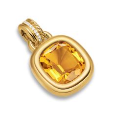 David Yurman DY Mercer Color Amulet in 18K Yellow Gold with Citrine and Diamonds, 13mm