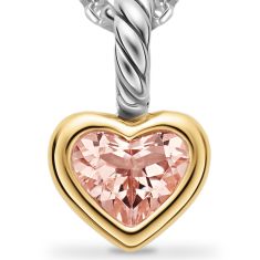 David Yurman Mini Heart Amulet in Sterling Silver with 14K Yellow Gold and Morganite, 6mm
