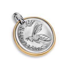 David Yurman Aphrodite Medallion Amulet in Sterling Silver with 14K Yellow Gold and Diamonds, 29.5mm 1
