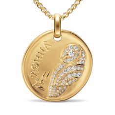 David Yurman Athena Medallion Amulet in 18K Yellow Gold with Diamonds, 28.3mm