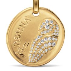 David Yurman Athena Medallion Amulet in 18K Yellow Gold with Diamonds, 28.3mm
