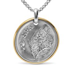 David Yurman Hera Medallion Amulet in Sterling Silver with 14K Yellow Gold and Diamonds, 29.5mm