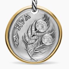 David Yurman Hera Medallion Amulet in Sterling Silver with 14K Yellow Gold and Diamonds, 29.5mm