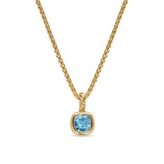 David Yurman Mini Cushion Cut Amulet in 18K Yellow Gold with Sky Blue Topaz, 5.5mm