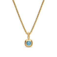 David Yurman Mini Cushion Cut Amulet in 18K Yellow Gold with Sky Blue Topaz, 5.5mm