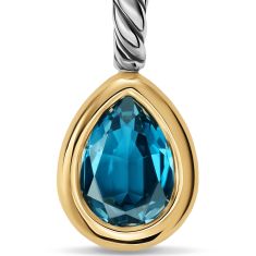 David Yurman Mini Pear Cut Amulet in Sterling Silver with 14K Yellow Gold and Hampton Blue Topaz, 11mm