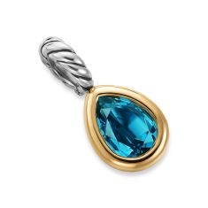 David Yurman Mini Pear Cut Amulet in Sterling Silver with 14K Yellow Gold and Hampton Blue Topaz, 11mm 1