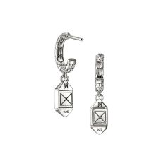 John Hardy Icon Stud 1/7ctw Diamond Sterling Silver Drop Earrings