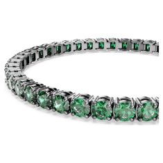 Swarovski Matrix Green Zirconia Tennis Bracelet, Ruthenium-Plated