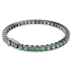 Swarovski Matrix Green Zirconia Tennis Bracelet, Ruthenium-Plated