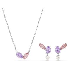 Ariana Grande x Swarovski Multicolored Crystal and Zirconia Necklace and Earring Set, Rhodium-Plated 1