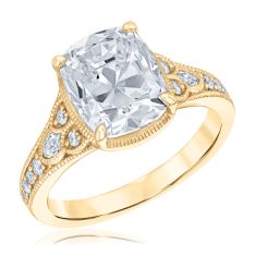 4 1/3ctw Old Mine Cut Lab Grown Diamond 14k Yellow Gold Engagement Ring - 80th Anniversary Limited Edition 1