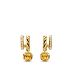 David Yurman DY Mercer Color Two Row Drop Earrings in 18K Yellow Gold with Citrine and Diamonds, 19.5mm 1