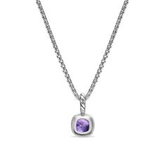 David Yurman Mini Cushion Cut Amulet in Sterling Silver with 14K Yellow Gold and Amethyst, 5.5mm