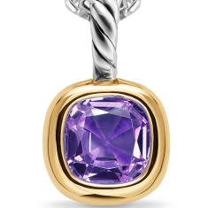 David Yurman Mini Cushion Cut Amulet in Sterling Silver with 14K Yellow Gold and Amethyst, 5.5mm
