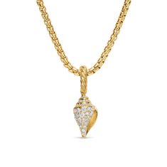 David Yurman Pave Shell Amulet in 18K Yellow Gold with Diamonds, 12.8mm