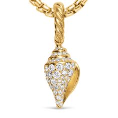 David Yurman Pave Shell Amulet in 18K Yellow Gold with Diamonds, 12.8mm
