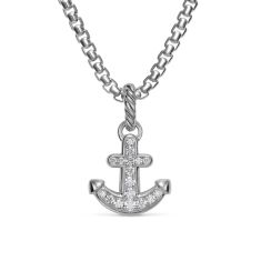 David Yurman Anchor Amulet in Sterling Silver with Diamonds, 14.2mm