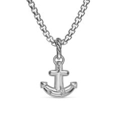 David Yurman Anchor Amulet in Sterling Silver with Diamonds, 14.2mm