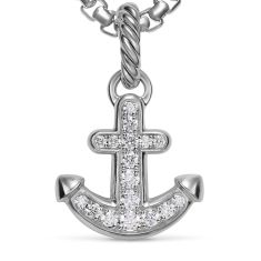 David Yurman Anchor Amulet in Sterling Silver with Diamonds, 14.2mm
