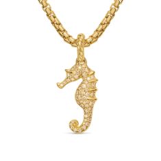 David Yurman Seahorse Amulet in 18K Yellow Gold with Cognac Diamonds and Diamonds, 22mm