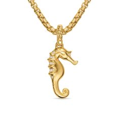 David Yurman Seahorse Amulet in 18K Yellow Gold with Cognac Diamonds and Diamonds, 22mm