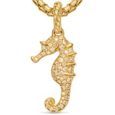 David Yurman Seahorse Amulet in 18K Yellow Gold with Cognac Diamonds and Diamonds, 22mm