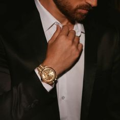 Bulova Marc Anthony Marine Star Automatic Ice-Textured Gold-Tone Stainless Steel Watch 44mm - 97A200