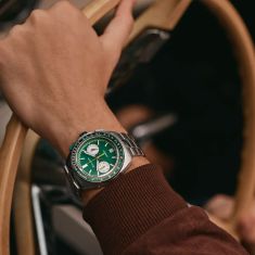 Bulova Racer Chronograph Green Dial Stainless Steel Watch 42mm - 98B468