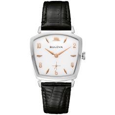 Bulova Frank Sinatra “I’ve Got You Under My Skin” White Dial Black Leather Strap Watch 35mm - 96A337 1