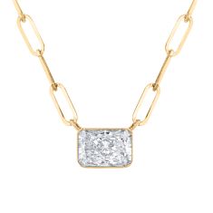1 1/2ct Emerald Lab Grown Diamond 10k Yellow Gold Paperclip Chain Necklace 1 1/2ct Emerald Lab Grown Diamond 10k Yellow Gold Paperclip Chain Necklace
