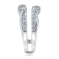 1/2ctw Round Diamond Twisting 14k White Gold Ring Guard - Embrace Collection
