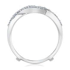 1/2ctw Round Diamond Twisting 14k White Gold Ring Guard - Embrace Collection