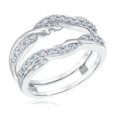 1/2ctw Round Diamond Twisting 14k White Gold Ring Guard - Embrace Collection 1/2ctw Round Diamond Twisting 14k White Gold Ring Guard - Embrace Collection