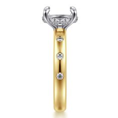 Gabriel & Co. Cabata 1/4ctw Diamond Bezel-Set Round Two-Tone 14k Gold Engagement Ring Setting
