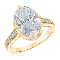 5 3/8ctw Oval Lab Grown Diamond 14k Yellow Gold Hidden Halo Engagement Ring - 80th Anniversary Limited Edition 1