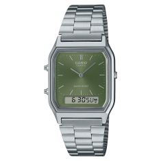 Casio Vintage Green Dial Stainless Steel Analog-Digital Watch 38.8x29.8mm - AQ230A-3AMQY 1