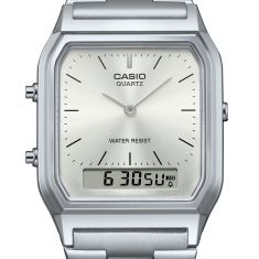 Casio Vintage Silver Dial Stainless Steel Analog-Digital Watch 38.8x29.8mm - AQ230A-7AVT