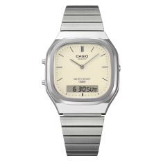 Casio Vintage Matte White Dial Stainless Steel Analog-Digital Watch 40.9x35.8mm - AQ240E-7A2